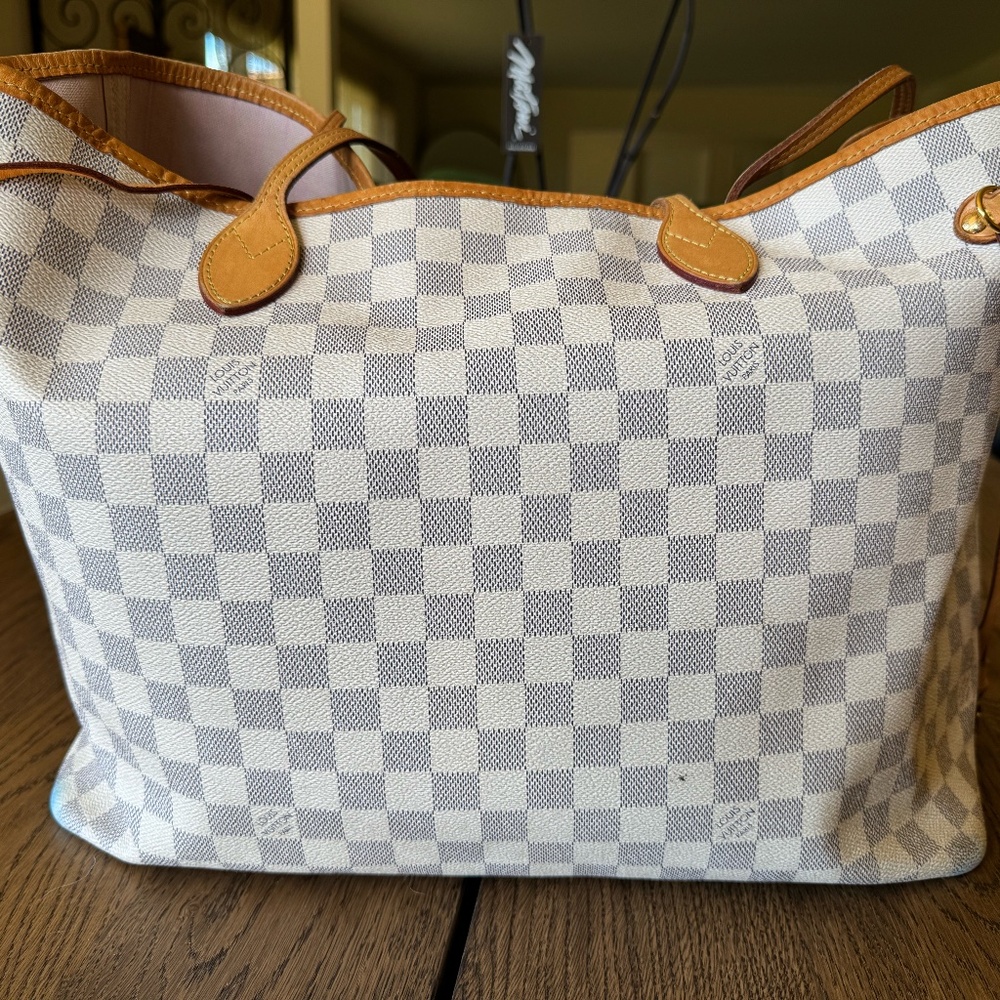 Well Loved, Still Stunning LV Neverfull Damier Azur Rose Ballerine